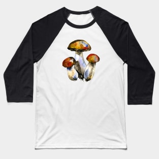 Watercolor Mushrooms Cottagecore Goblincore Fungi Baseball T-Shirt